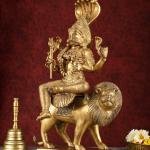 Pure Brass Pratyangira Devi Bhadrakali Statue - 19" Antique Tone | Fierce Divinity | Intricately Crafted | Powerful Protection | Narasimhi Simhamukhi Atharvana